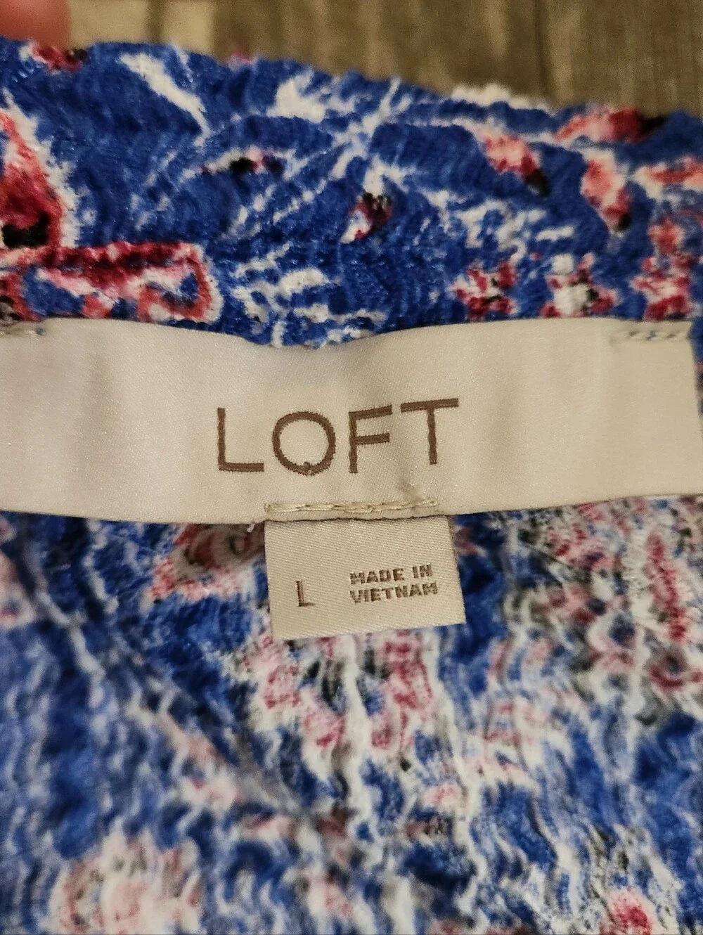 Loft V-Neck Puff Sleeve Floral Elegant Coquette Long Sleeve Stretchy Sz L Fall
